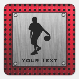 Sticker Carré Regard balayé en métal, basket-ball ; rouge