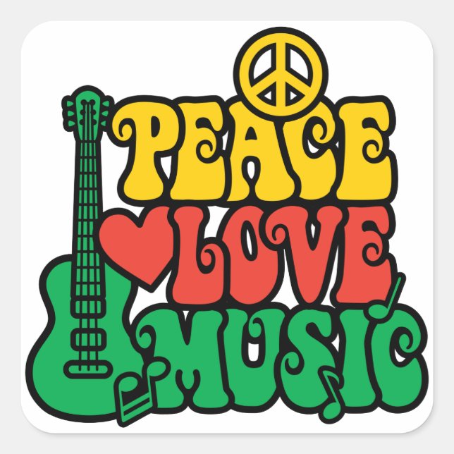 Sticker Carré Reggae peace love music (Devant)