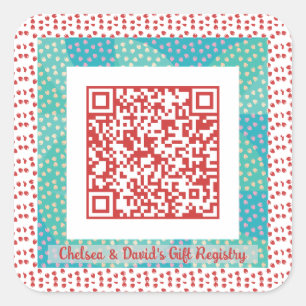 Sticker Carré Registre cadeau de cadres de fraises de code QR pe