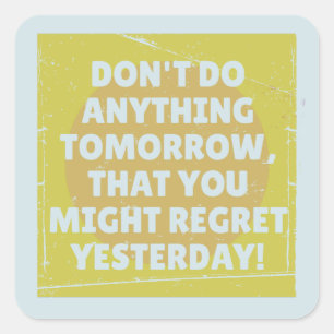 Sticker Carré Regret passé et présent tendu