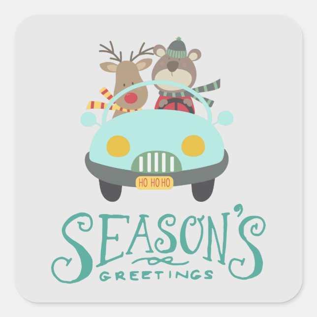 Sticker Carré Reindee moderne & Vacances ours (Devant)