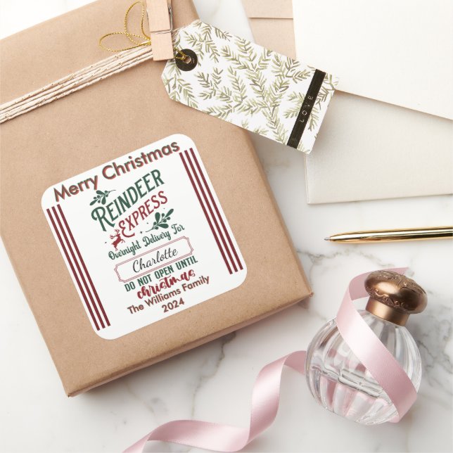 Sticker Carré Reindeer Express: Cheerful Holiday Fun! (Cadeaux)