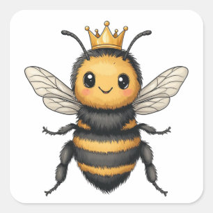 Sticker Carré Reine Abeille Pour Apiculteurs Et Amateurs D'Abeil
