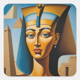 Sticker Carré Reine d'Égypte rétro