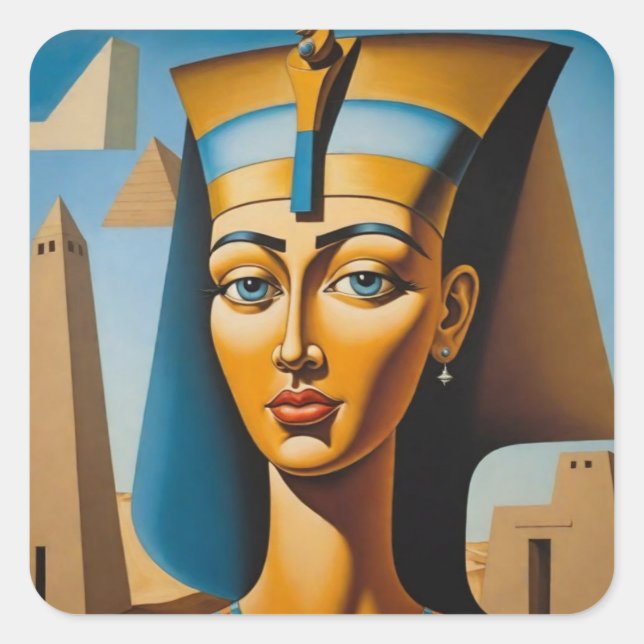 Sticker Carré Reine d'Égypte rétro (Devant)