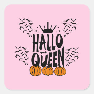 Sticker Carré Reine d'Halloween, reine d'Halloween rétro, art d'