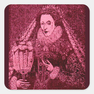 Sticker Carré Reine Elizabeth I en rose