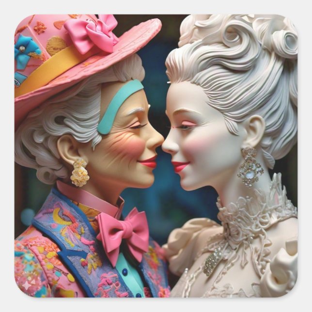 Sticker Carré Reine et princesse (Devant)