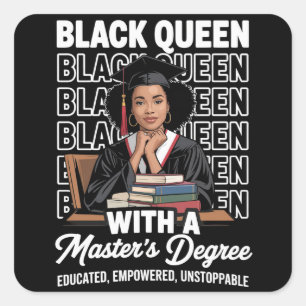Sticker Carré Reine Noire Diplômée Master Éduquée