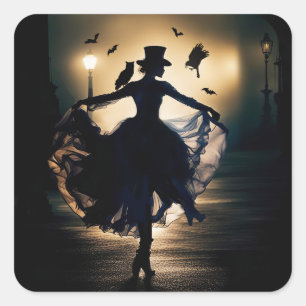 Sticker Carré Reine Vaudou Halloween Gothique Victorien Corbeau
