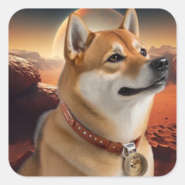 Sticker Carré Rejoignez la révolution de cristaux avec Dogecoin  (Devant)
