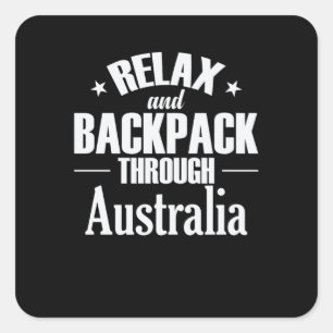 Sticker Carré Relax et sac à dos à travers l'Australie