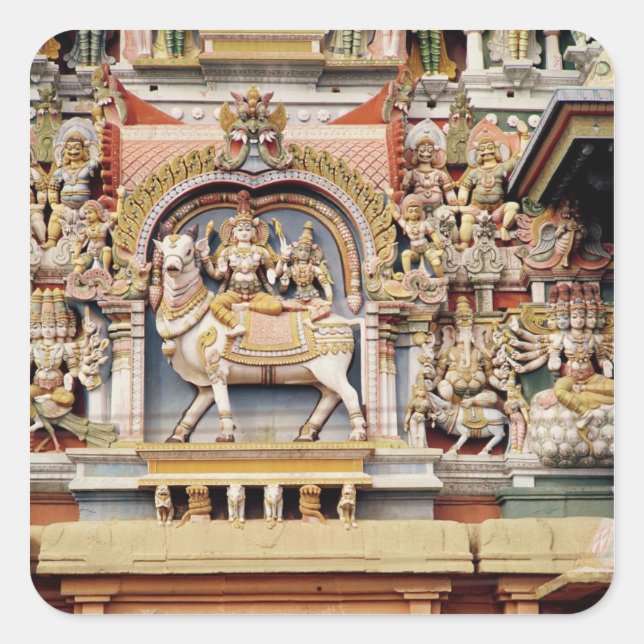 Sticker Carré Relief représentant Shiva et Parvati équitation (Devant)