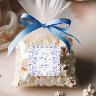 Sticker Carré Remerciement pour Baby Shower Something Blue