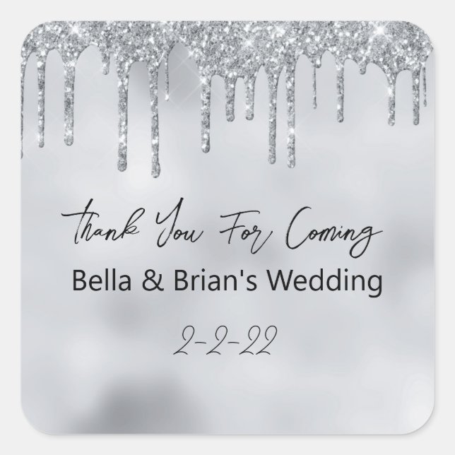 Sticker Carré Remerciement pour l'événement d'arrivée Silver Spa (Devant)