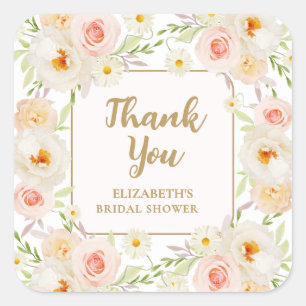 Sticker Carré Remerciement pour une Baby Shower Floral de Jardin