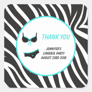 Sticker Carré Remerciement pour une soirée de lingerie turquoise