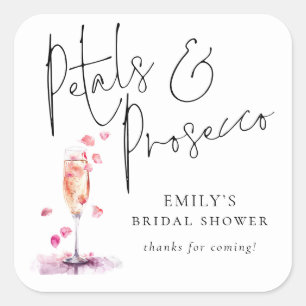 Sticker Carré Remerciements de Fête de Fiançailles au Prosecco a