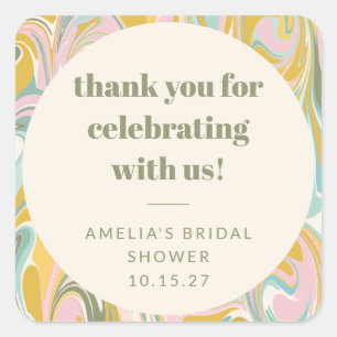 Sticker Carré Remerciements de Remise de Cadeaux de Mariée Abstr