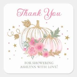 Sticker Carré Remerciements pour Baby Shower Jumeaux Petite Citr