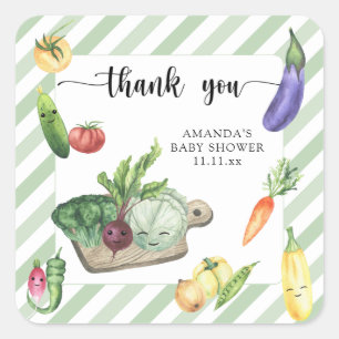 Sticker Carré Remerciements pour une baby shower avec des produi