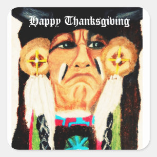 STICKER CARRÉ REMERCIER NATIVE AMERICAN