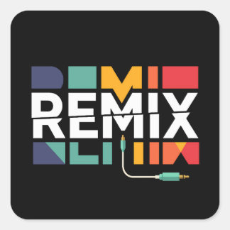 Sticker Carré Remix Audio | DJ Music Retro Geometric Graphic