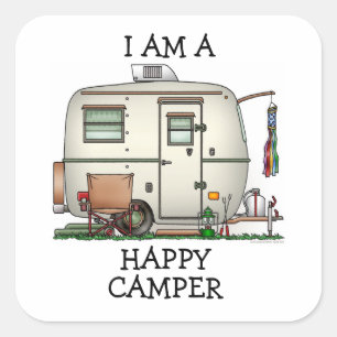 Sticker Carré Remorque en verre vintage mignonne de voyage de