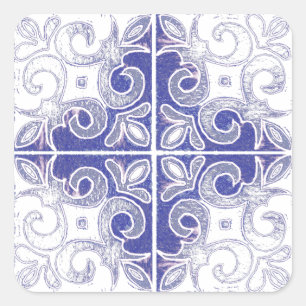 Sticker Carré Remous blanc bleu inspiré par le Portugais