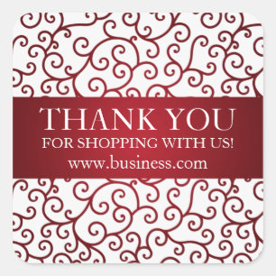 Sticker Carré Remous modernes de Merci d'affaires rouges