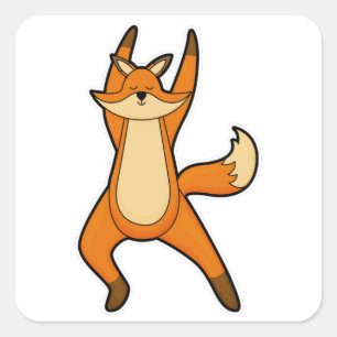 Sticker Carré Renard au Yoga Exercice d'étirement