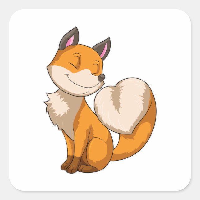 Sticker Carré Renard avec coeur (Devant)