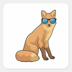 Sticker Carré Renard avec lunettes de soleil