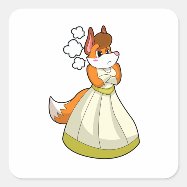 Sticker Carré Renard comme mariée avec robe Mariage.PNG (Devant)