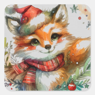 Sticker Carré Renard d'hiver