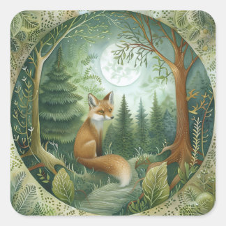 Sticker Carré Renard forestier de Moonlit