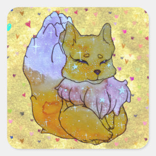 Sticker Carré Renard nommé Dice