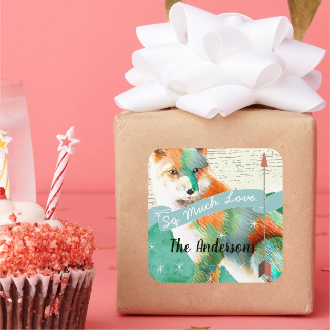 Sticker Carré Renard peint ou Shiba Inu (Fête)