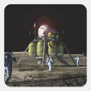 Sticker Carré Rendu d'artiste d'un nouveau vaisseau spatial à la