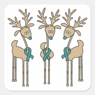 Sticker Carré Renouveau en ruban turquoise