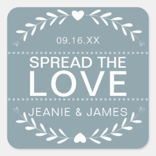 Sticker Carré Répandre l'amour confiture en canne de mariage Fav