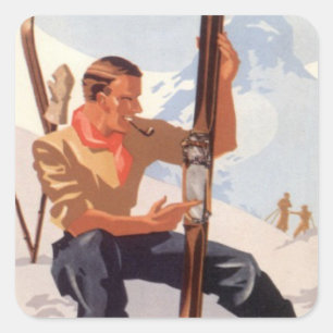 Sticker Carré Réparation des skis