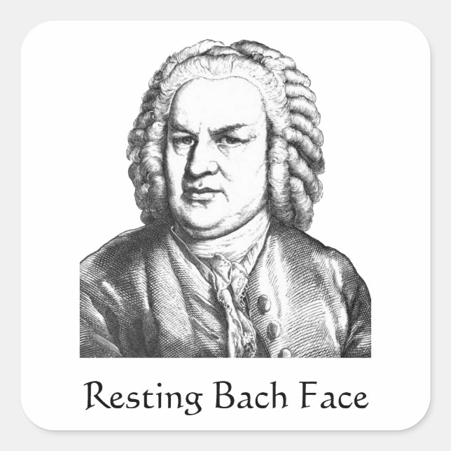 Sticker Carré Repose Bach Face Compositeur de musique classique (Devant)