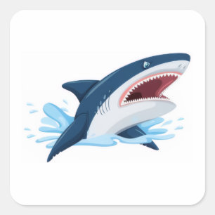 Sticker Carré requin de dessin animé