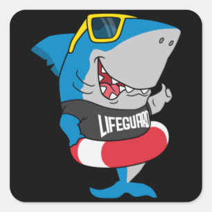 Sticker Carré Requin, maître nageur