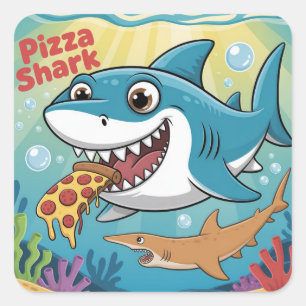 Sticker Carré Requin-pizza