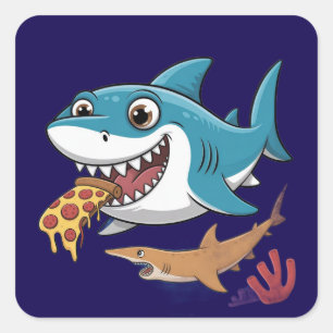 Sticker Carré Requin-pizza