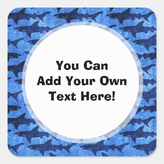 Sticker Carré Requins dans la mer Bleue Profonde (Devant)