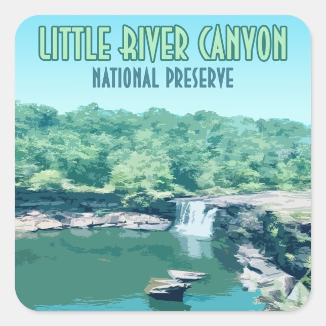 Sticker Carré Réserve nationale de Little River Canyon Alabama (Devant)