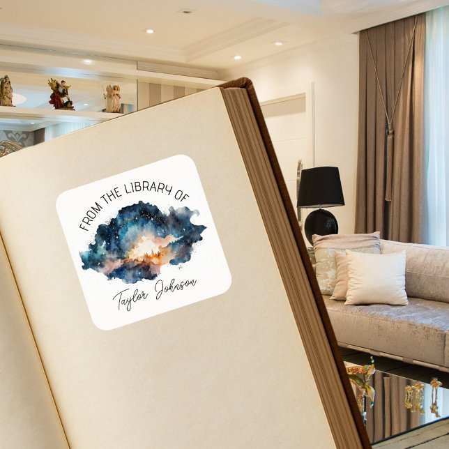 Sticker Carré Réserver plaque étoile céleste ciel bois (Créateur téléchargé)